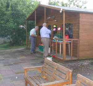 Setting up outside, despite teh weather